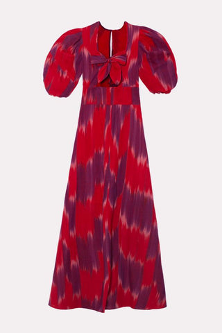 Vestido midi Amelia con mangas globo y efecto tie-dye 