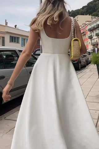 Celeste Charm - Vestido midi con escote cuadrado 