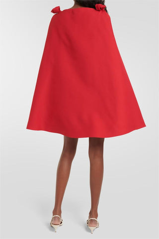 Bow Solid Cape Mini Dress