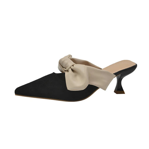 Zapatillas de verano estilo callejero con lazo para mujer, zapatos de mulas de punta puntiaguda a la moda, zapatos sexis para fiesta y graduación 