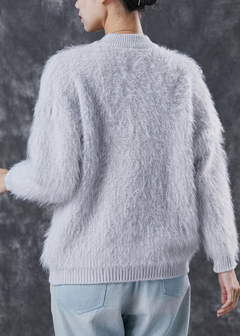 Bohemian Grey Thick Patchwork Knit Short Sweater Winter