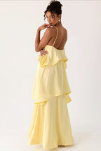 Solid Ruffle Tiered Loose Maxi Dress