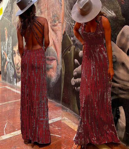 Vestido largo cruzado con espalda abierta y efecto tie-dye de Meridress (6 colores disponibles)