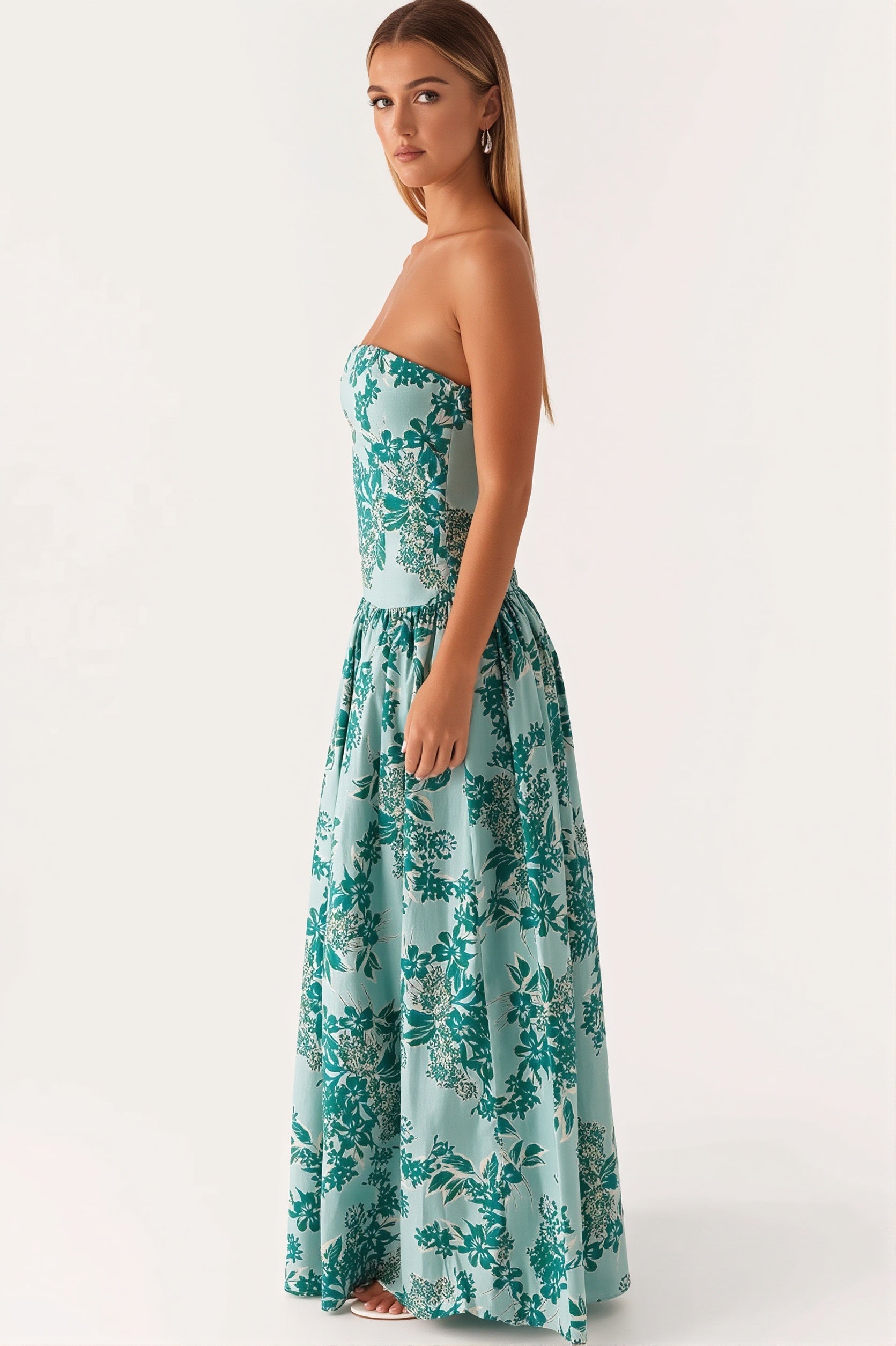 Printed Bandeau Bodycon Maxi Dress