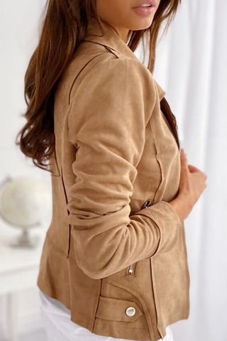 Fashion Casual Solid Buttons Zipper Turndown Collar Outerwear(4 Colors)