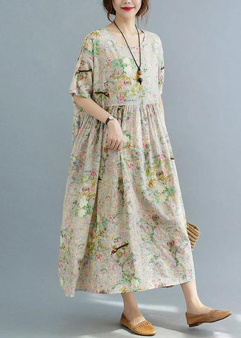 Chic Print O-Neck Summer Cotton Dress