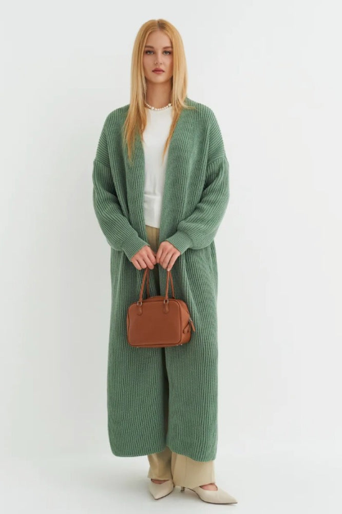 Oversized Long-Length Knit Cardigan