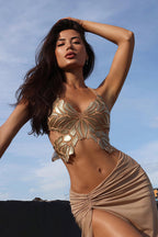 Cropped Slim Butterfly Foam Halter Top