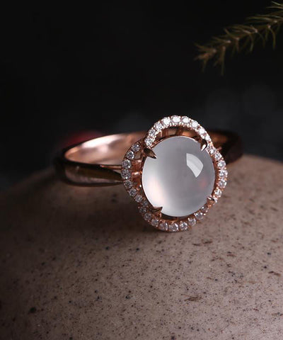 Anillos de jade y circonitas dorados en plata de ley rosa DIY 
