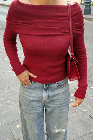 Sexy, einfarbige, gerüschte, schulterfreie Oberteile 