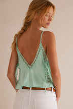 Casual Lace Patch Cropped Cami Top