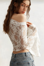 Elegant Lace Flare One Shoulder Blouse