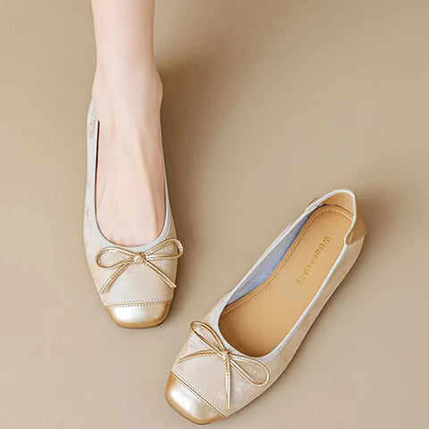 Women Flats Bow Ballet Dance Shoes Elegant Shallow Soft Sole Sandals 2024 Autumn Designer New Shoes Dress Party Mujer Zapatillas