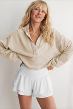 Chic Relaxed Solid V-Neck Hoodie