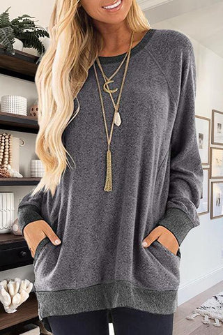 Meridress Lässiges Patchwork-Sweatshirt mit Tasche