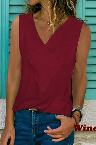Camiseta sin mangas con escote en V cruzado Meridress (6 colores)