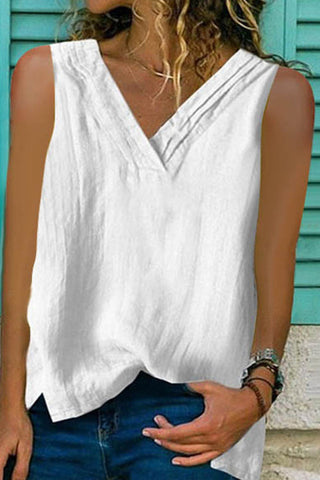 Camiseta sin mangas Meridress de color liso con escote en V y laterales abiertos