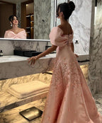 Floral Prom Dresses Off The Shoulder Applique Prom Dress