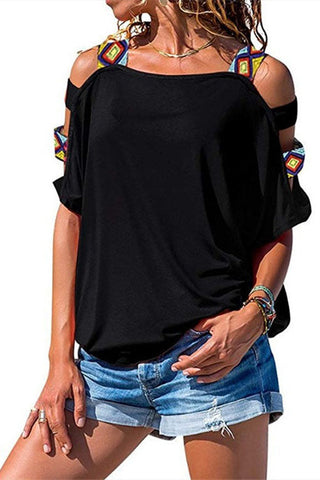 Meridress T-Shirt mit schulterfreien Fledermausärmeln