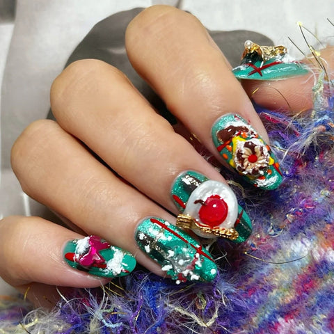 Hot SaleChristmas StarHandmade Artificial Gel Nail Press-On Nails