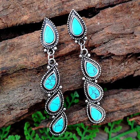 Pendientes de patchwork geométrico de moda 