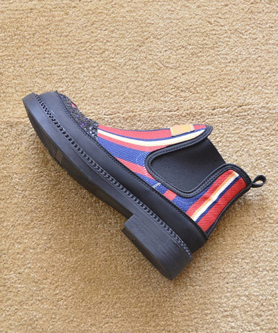 Roter Denim-Stoff 2025 Neue Spleiß-Stiefeletten 