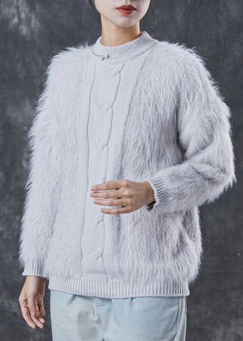 Bohemian Grey Thick Patchwork Knit Short Sweater Winter