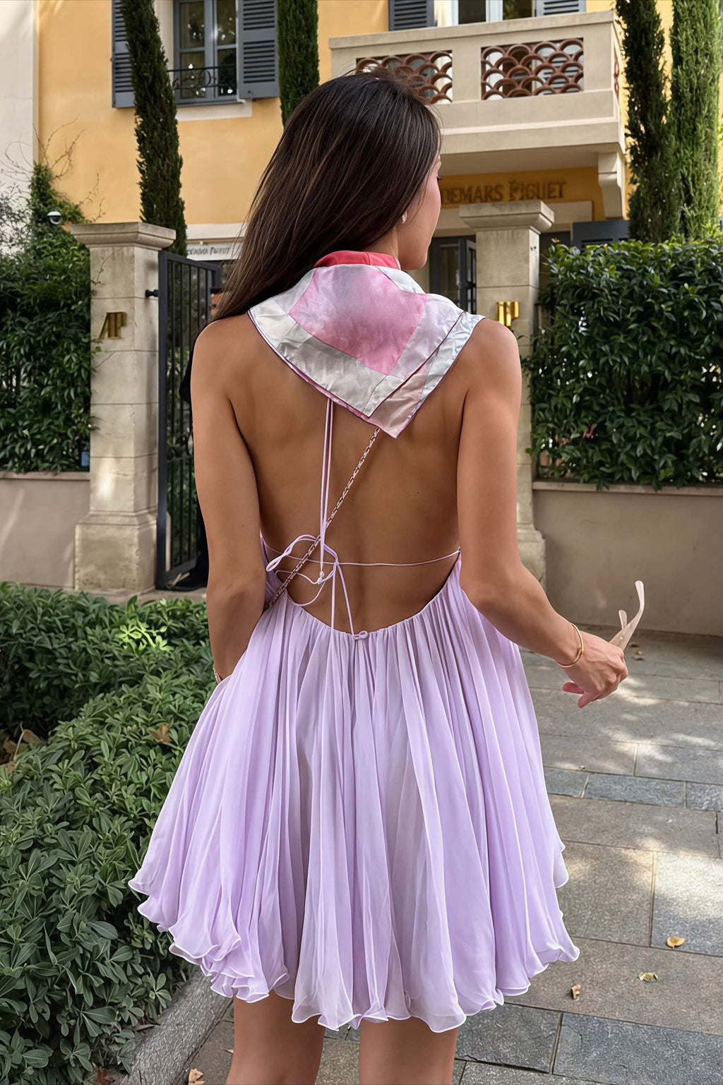 Sexy V-neck Lace-up Backless Spaghetti Strap A-line Mini Dress