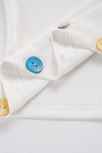Color Button Hollow Cropped T-Shirt