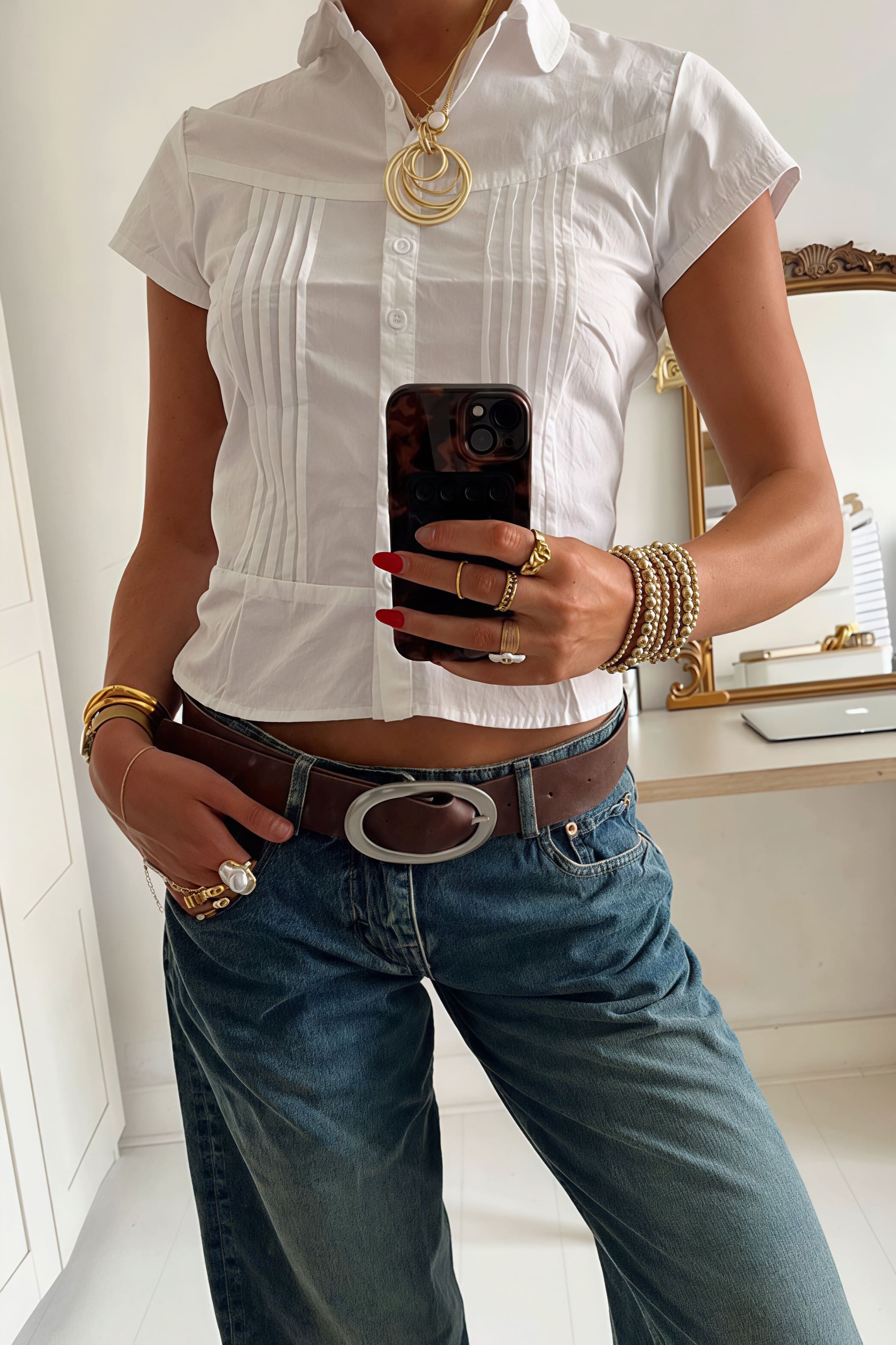 Unique Design Slim Fit Short Sleeve Blouse