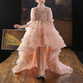 Mädchen Sommerkleid Rosa Pailletten Schleppe Prinzessin Festzug Geburtstag Kommunion 
