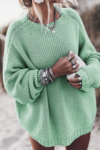 Suéteres casuales de cuello redondo de color liso para calle (6 colores) 