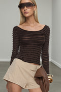 Ruffle Textured Sheer Layered Blouse