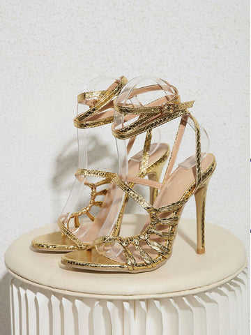 Sandalias de tiras con tacón de aguja 