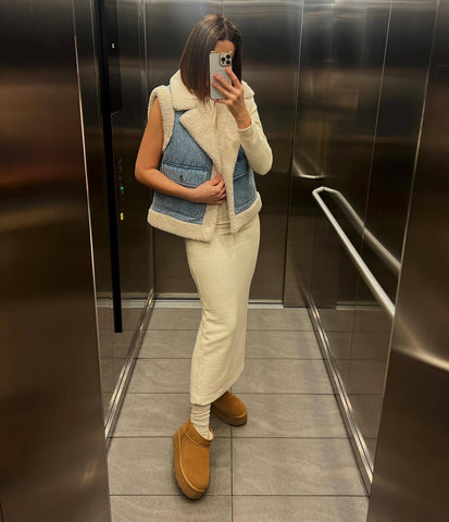 Weste aus Denim-Wollimitat 