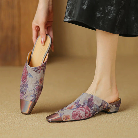 Nuevos zapatos Muller de moda, zapatillas de tacón alto cómodas de gamuza de oveja de alta calidad, zapatillas sencillas para el hogar, zapatos casuales de uso diario. 