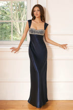 Patchwork Rhinestone Ruched Elegant Maxi Dress