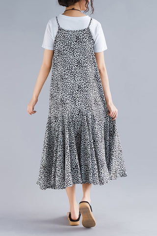 Vestido negro floral de playa, elegante, para el trabajo, con tirantes finos, para verano. 