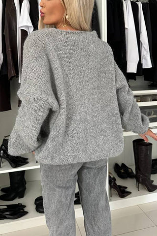 Explore Autumn Knit Open Front Long Balloon Sleeve Loose Cardigan