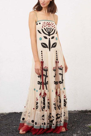 Rückenfreies Resort-Maxikleid aus Chiffon mit botanischem Print und Sling 