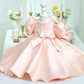 Baby Girl First Communion Dress Back Bow Zipper Princess Dress