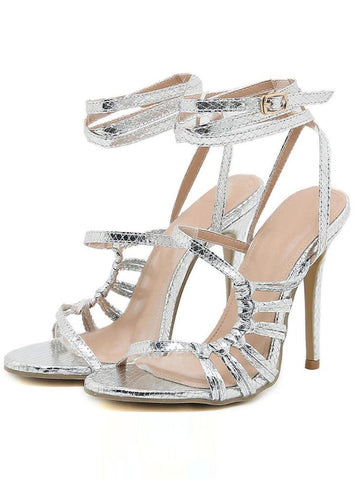 Sandalias de tiras con tacón de aguja 