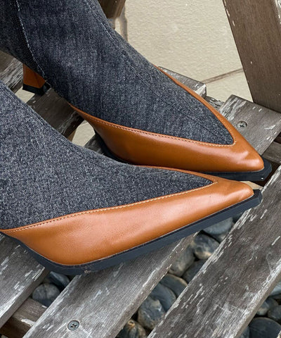 Edle Jeansstiefel mit hohem Absatz und spitzer Zehenpartie in Blau 
