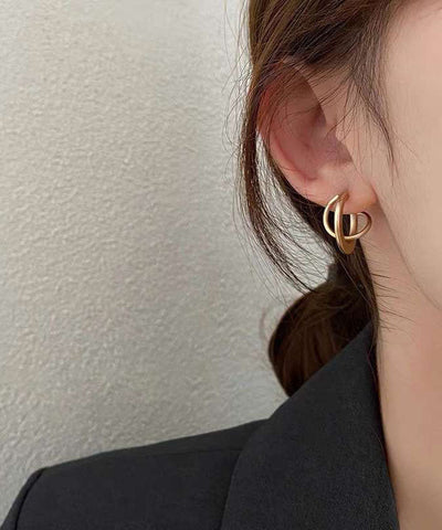 Pendientes de estilo frío para mujer con anillo superpuesto de oro DIY 