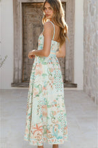 Fresh Linen Floral Swing Boho Dress