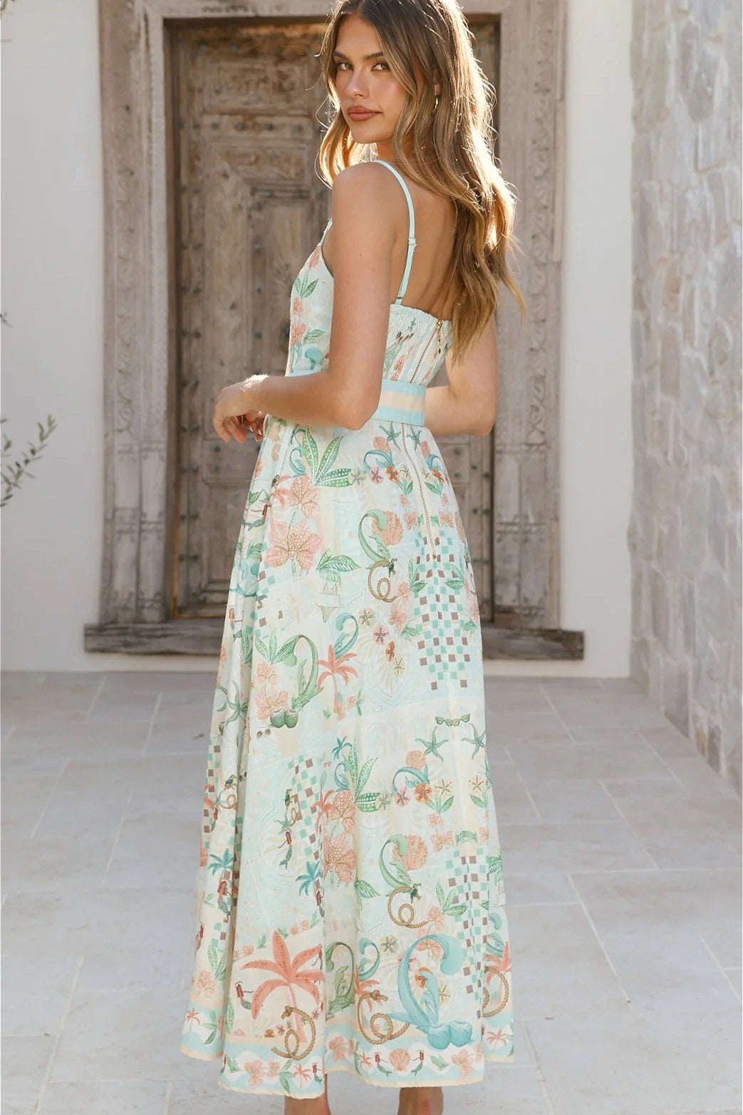 Fresh Linen Floral Swing Boho Dress
