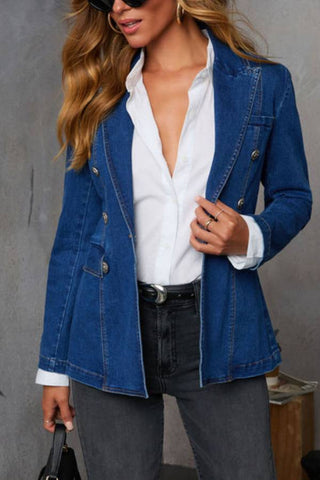 Easy On Me – Zweireihiger Blazer aus Denim-Imitat 