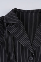 Striped Collar Double Button Blouse