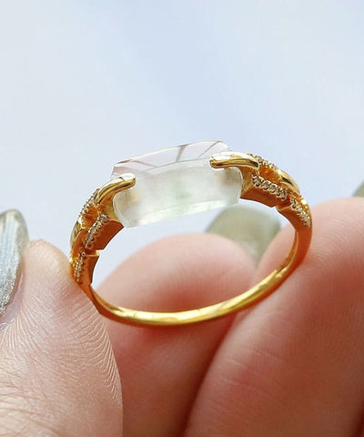 Anillos modernos de calcedonia en oro cian de 18 quilates 