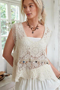 Lace Crochet Cutout V-Neck Tank Top